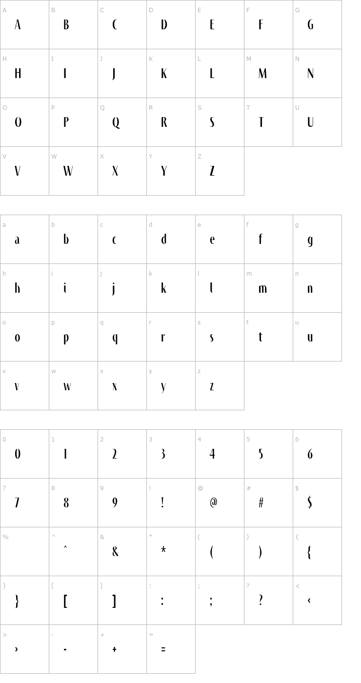 Character Map JandoniLight Font