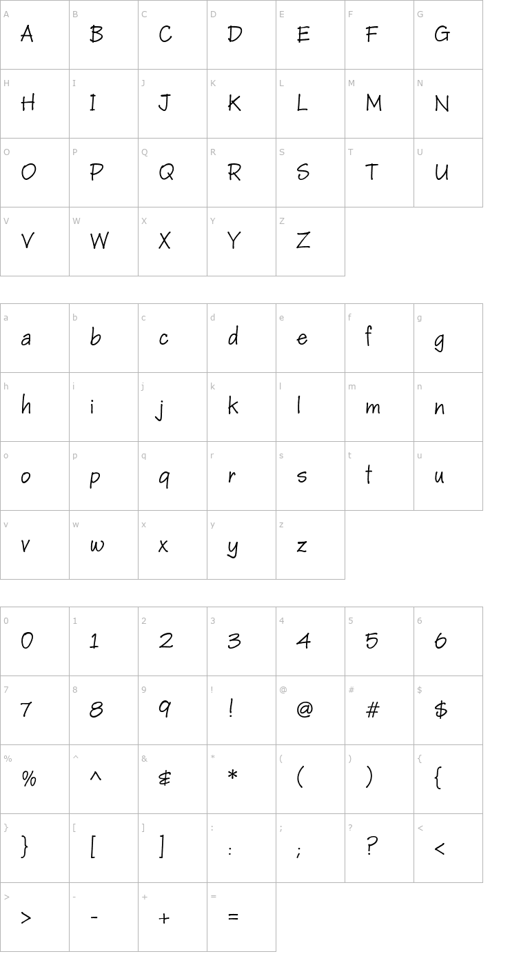 Character Map JanieHmk Font