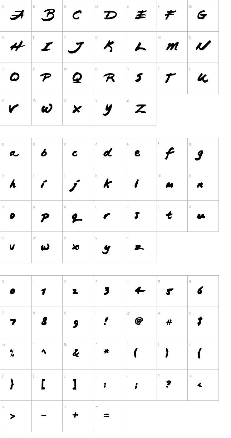 Character Map Japanese Brush Font