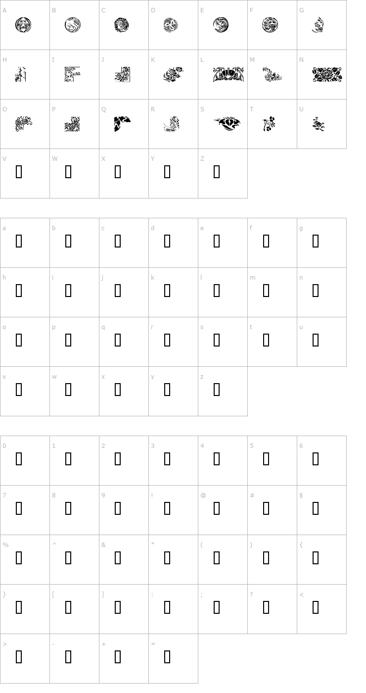 Character Map Japanese Designs Font