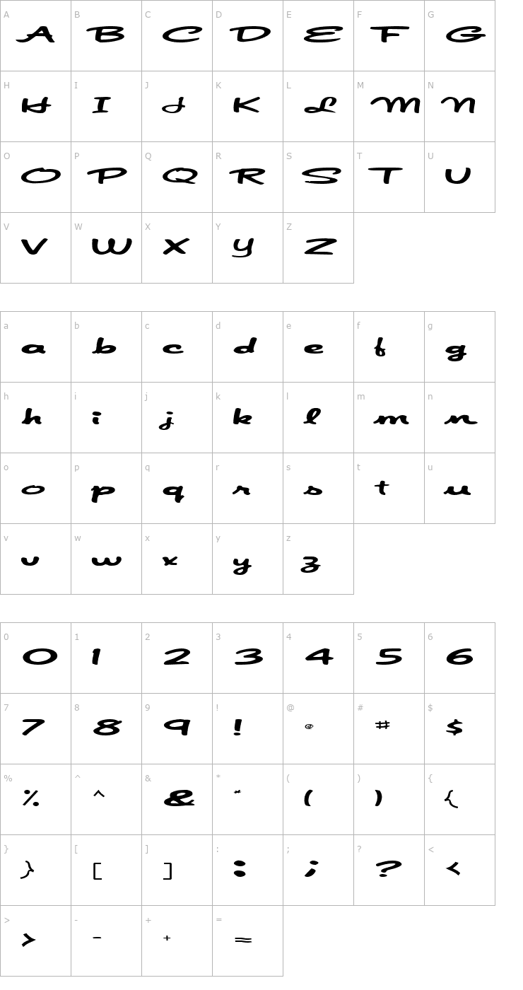 Character Map JapanScript911 Regular ttext Font