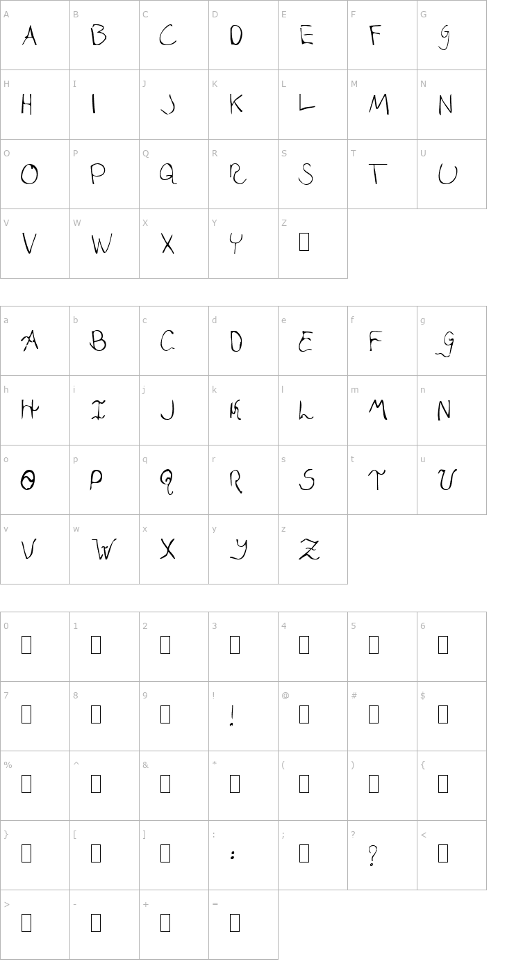 Character Map Jasona Davina Font