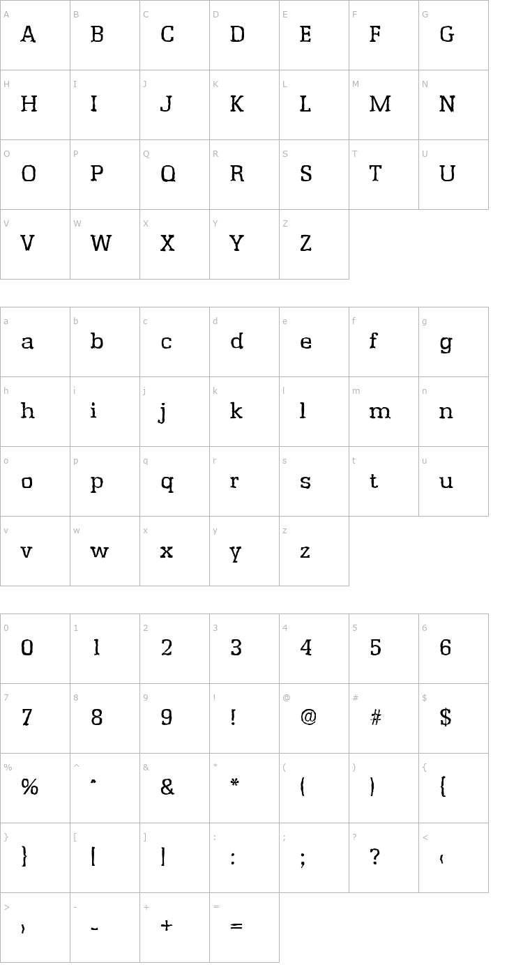 Character Map JasonBeckerAntique-Regular Font
