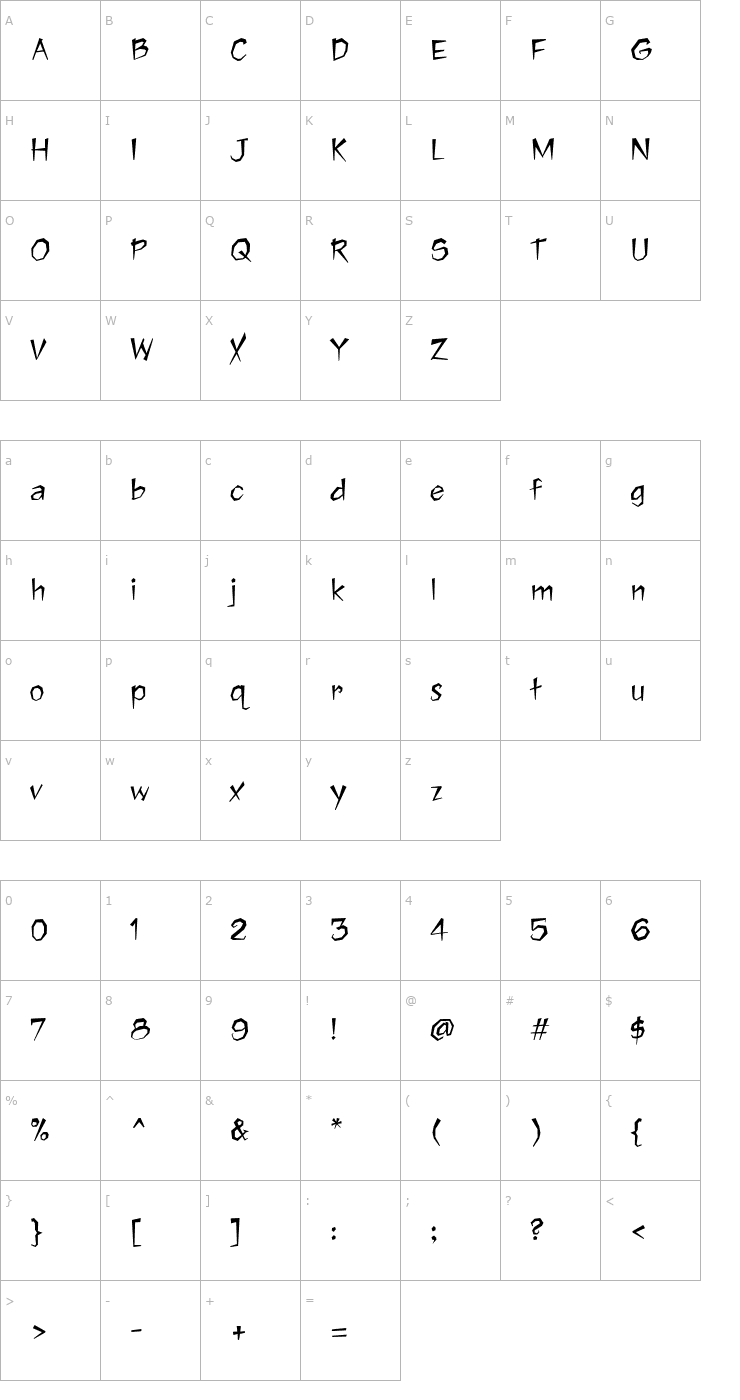 Character Map Jawb Reaker Font