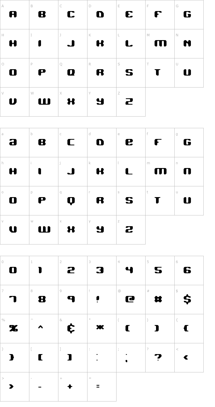 Character Map Jawbreaker BRK Font