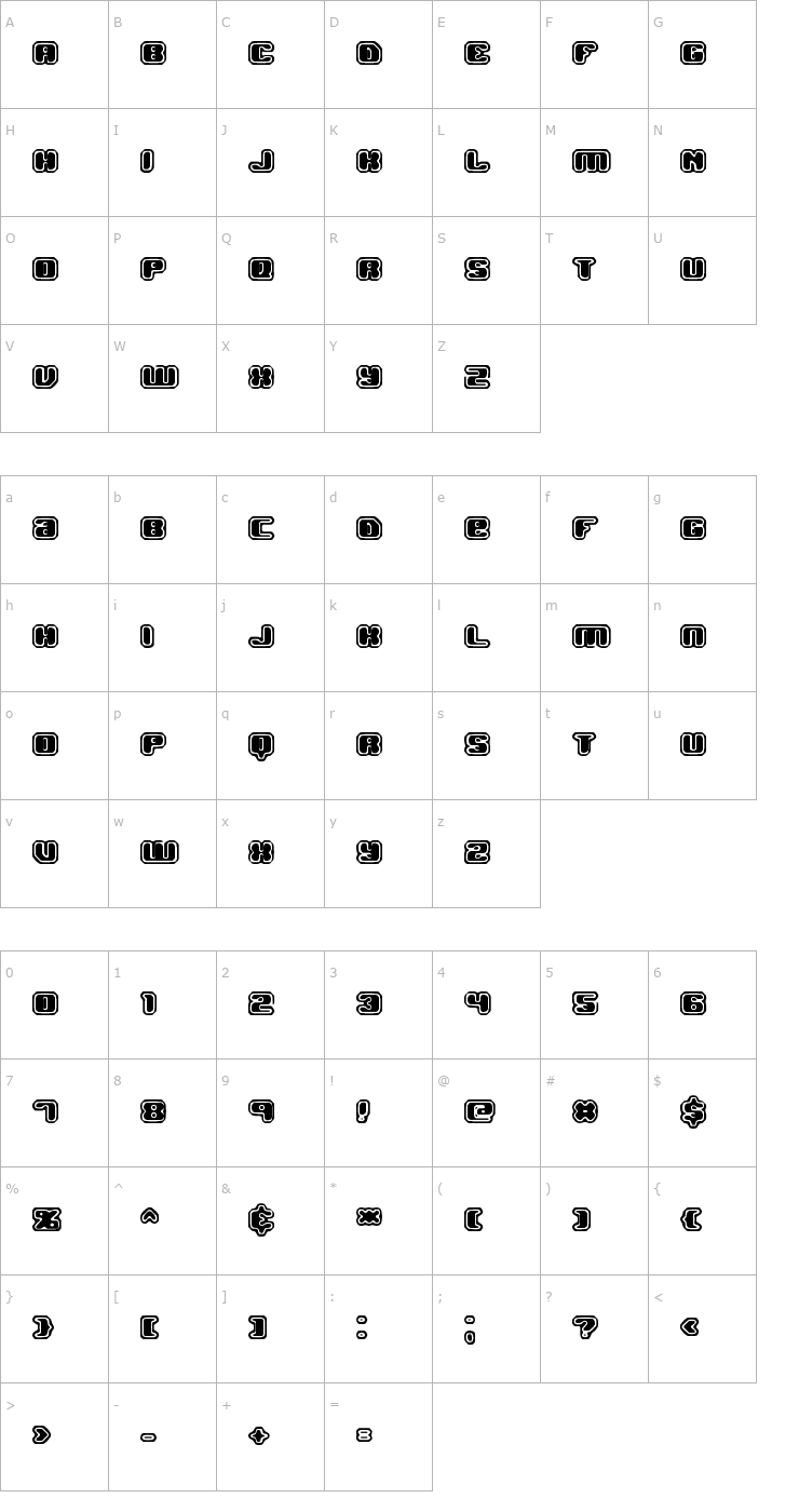 Character Map Jawbreaker OL2 BRK Font