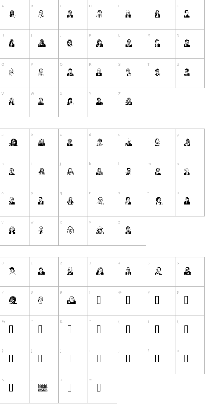 Character Map JayLeno Font