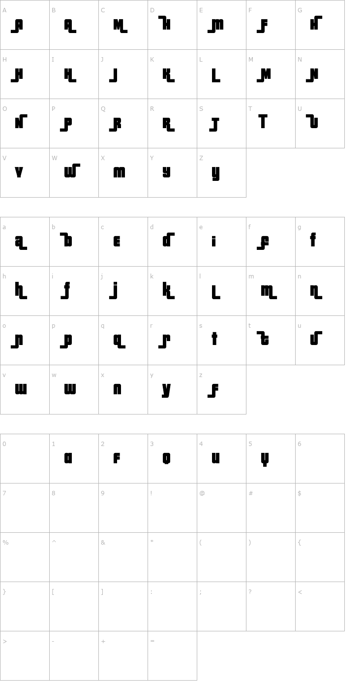 Character Map Jazz Gothic-Alt Font