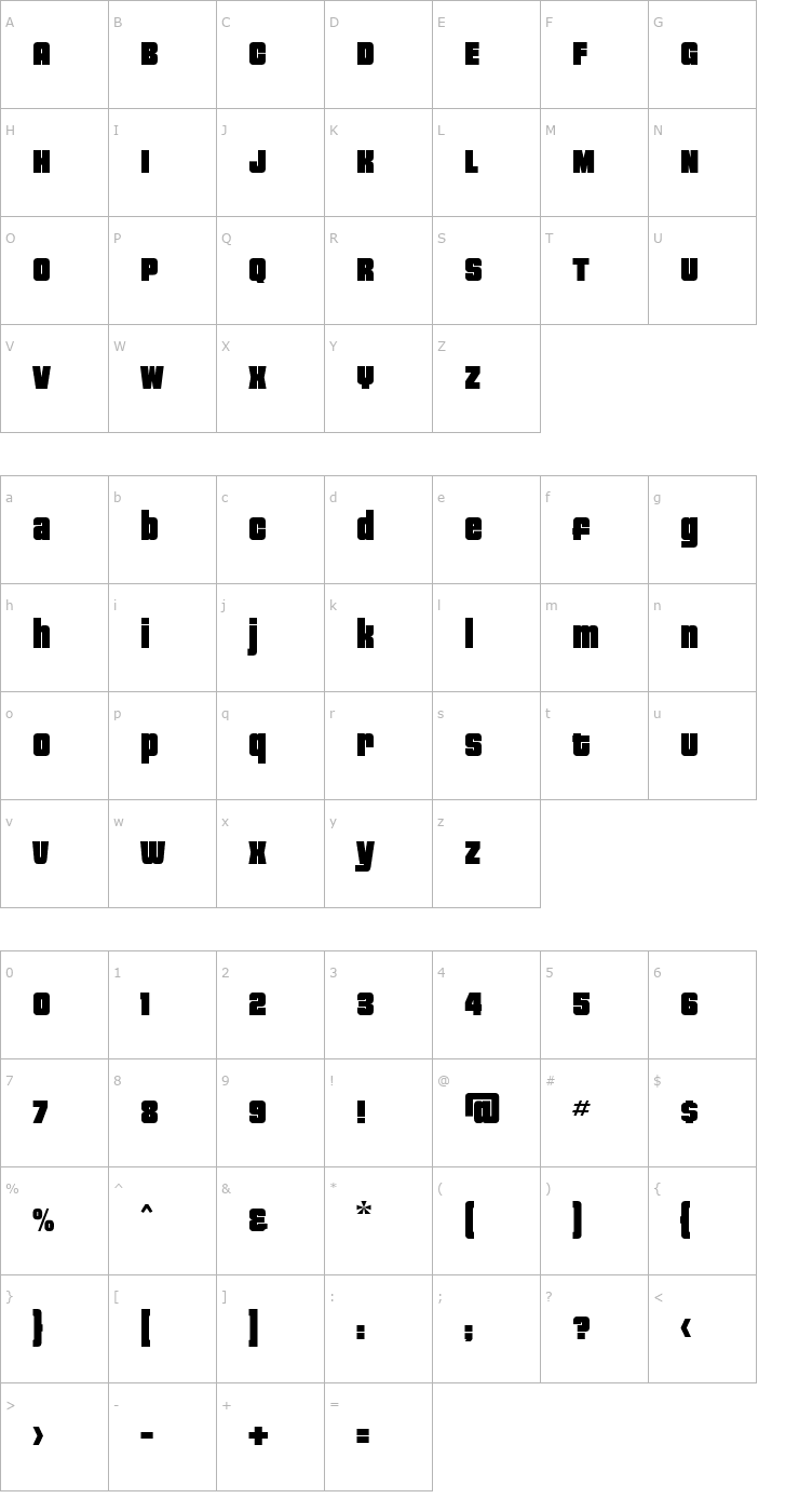 Character Map Jazz Gothic Font