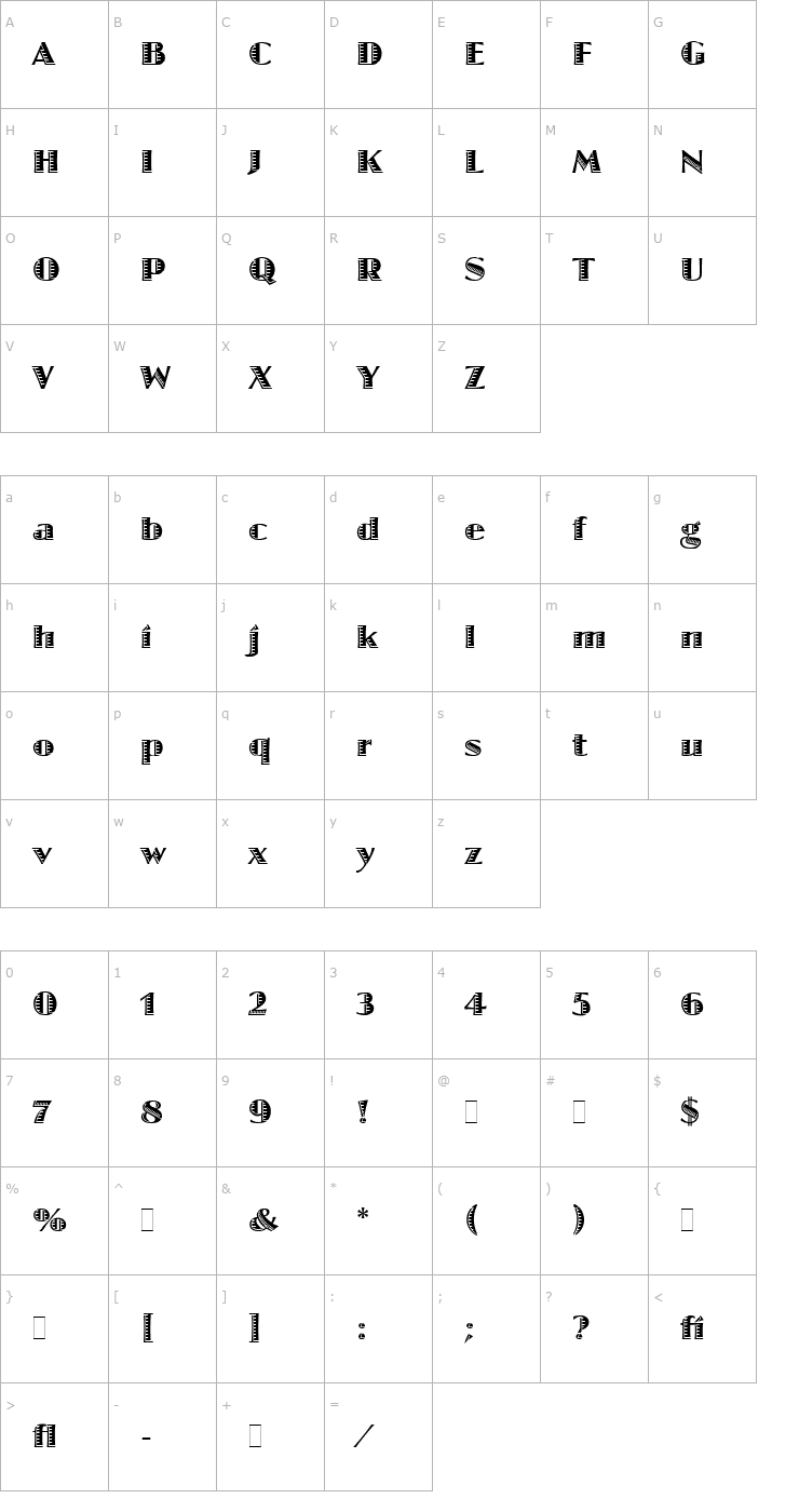 Character Map Jazz LET Plain1.0 Font