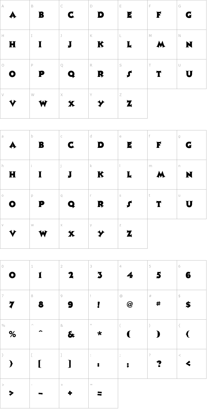 Character Map Jazz Poster ICG Font