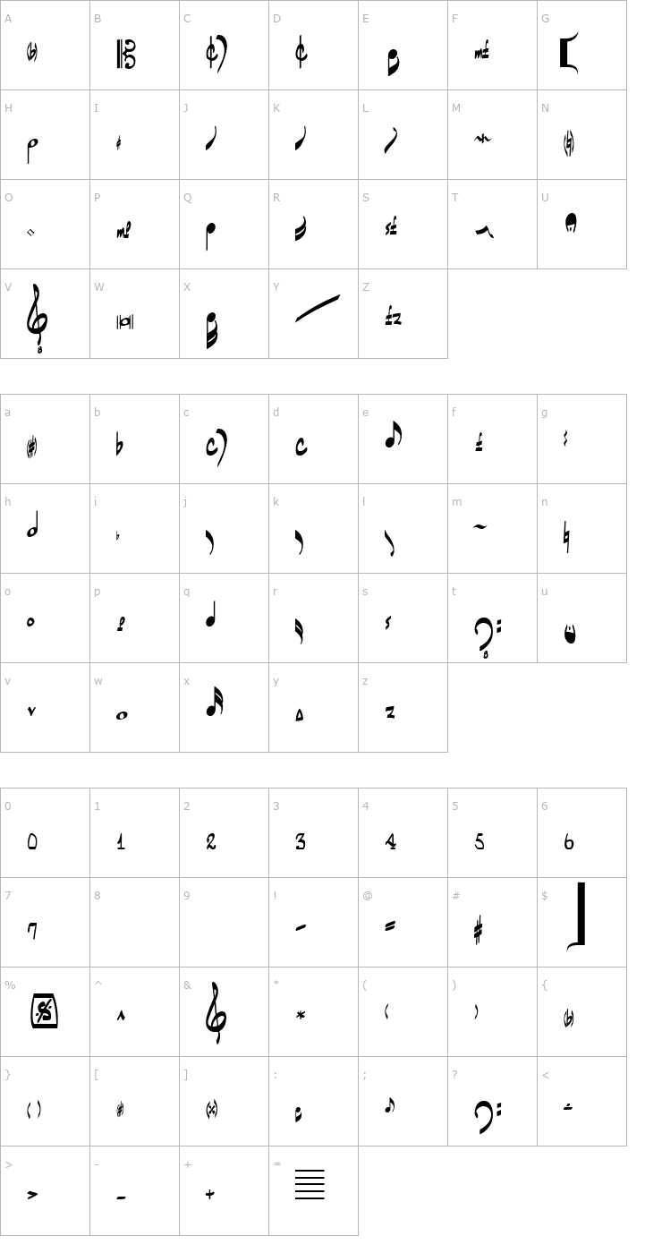 Character Map Jazz Regular Font