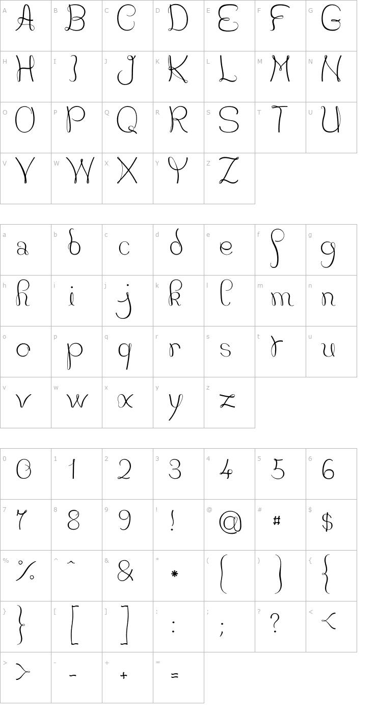 Character Map JB Courbes Font