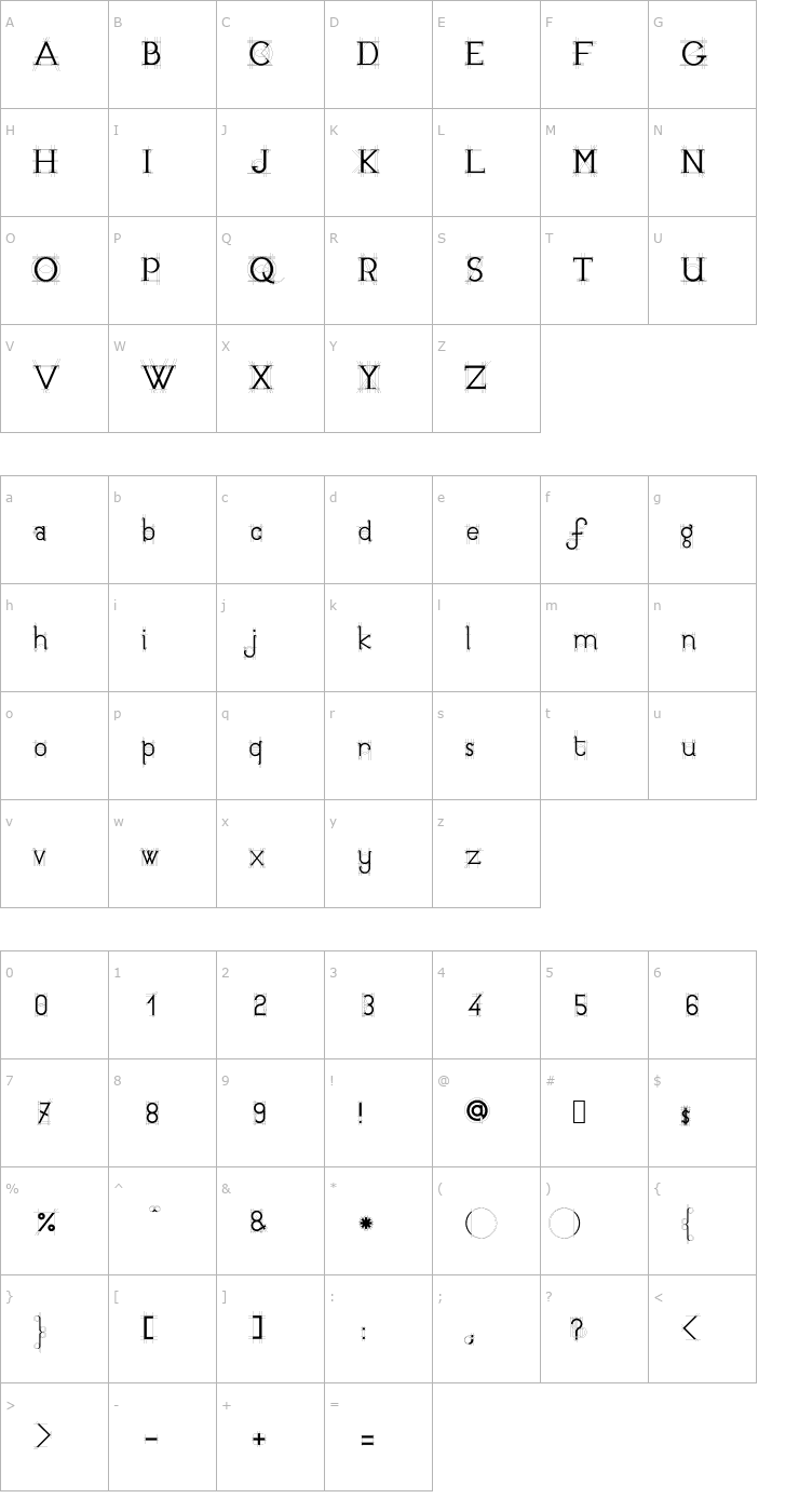 Character Map JB Etude Font