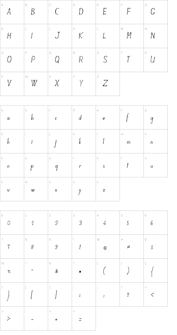 Character Map JB Lames Font