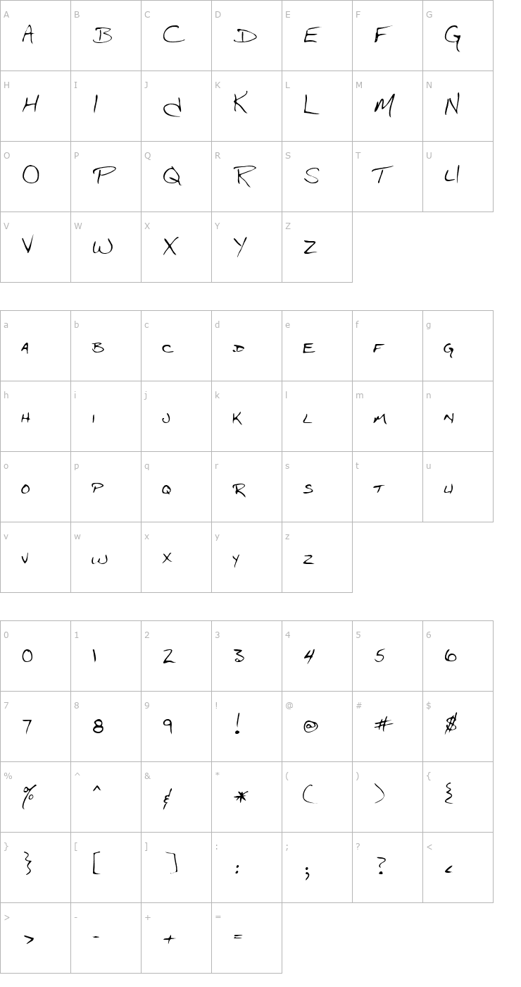 Character Map Jdrfont Regular Font