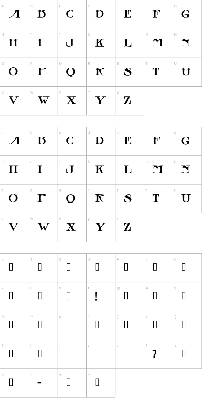 Character Map Jean Lafitte Font