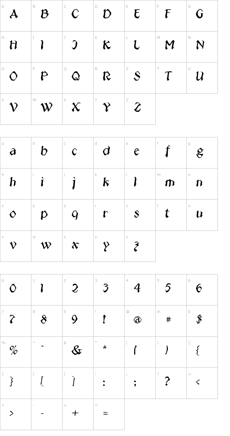 Character Map Jeepney Font
