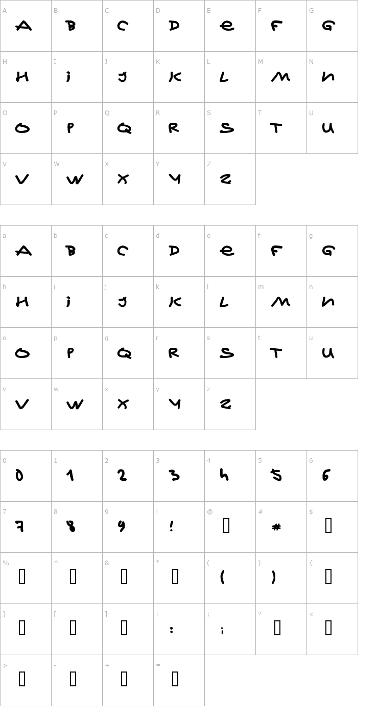 Character Map Jeff Kovalsky Font