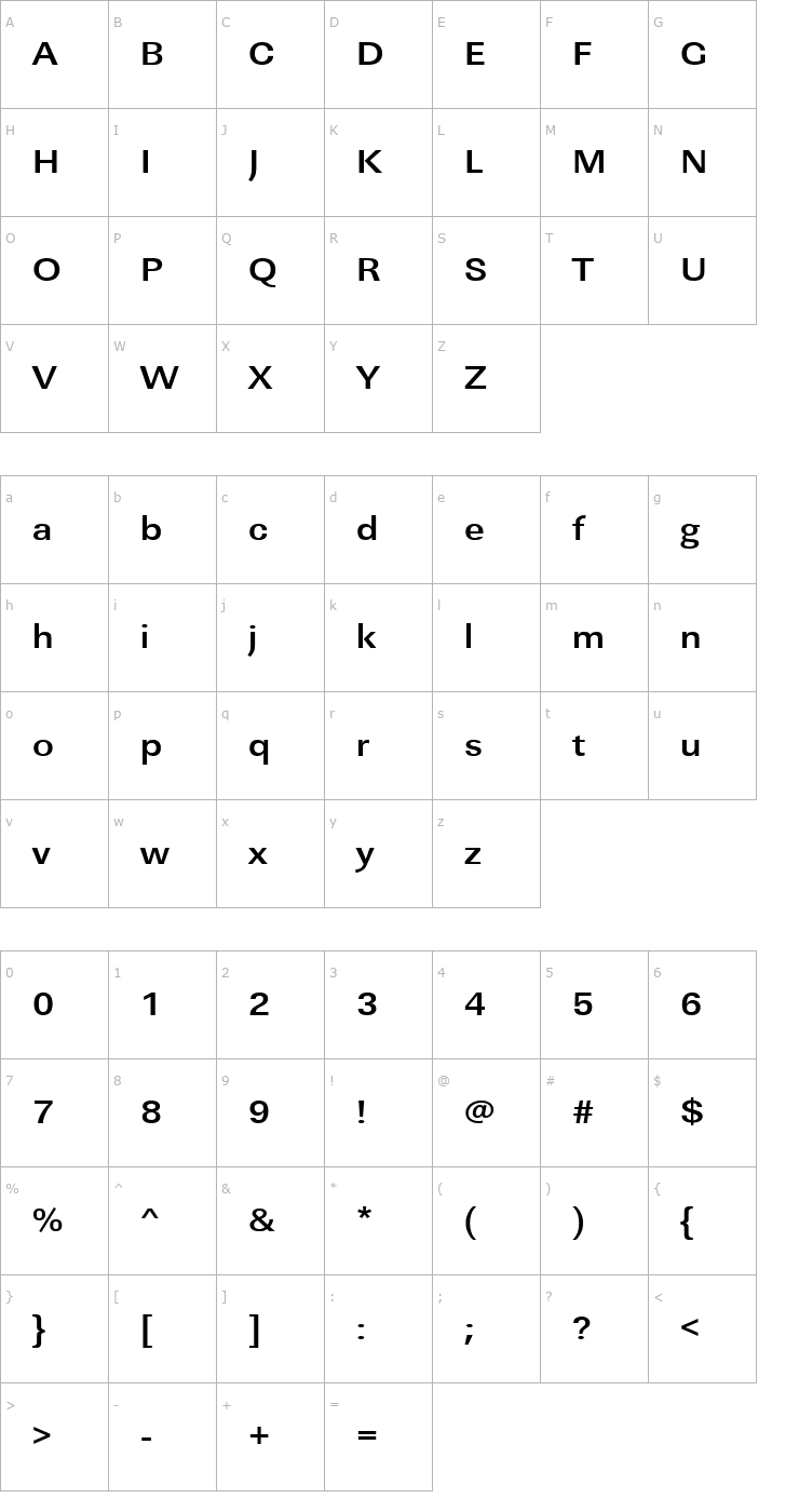 Character Map JeffBeckerExtended Bold Font