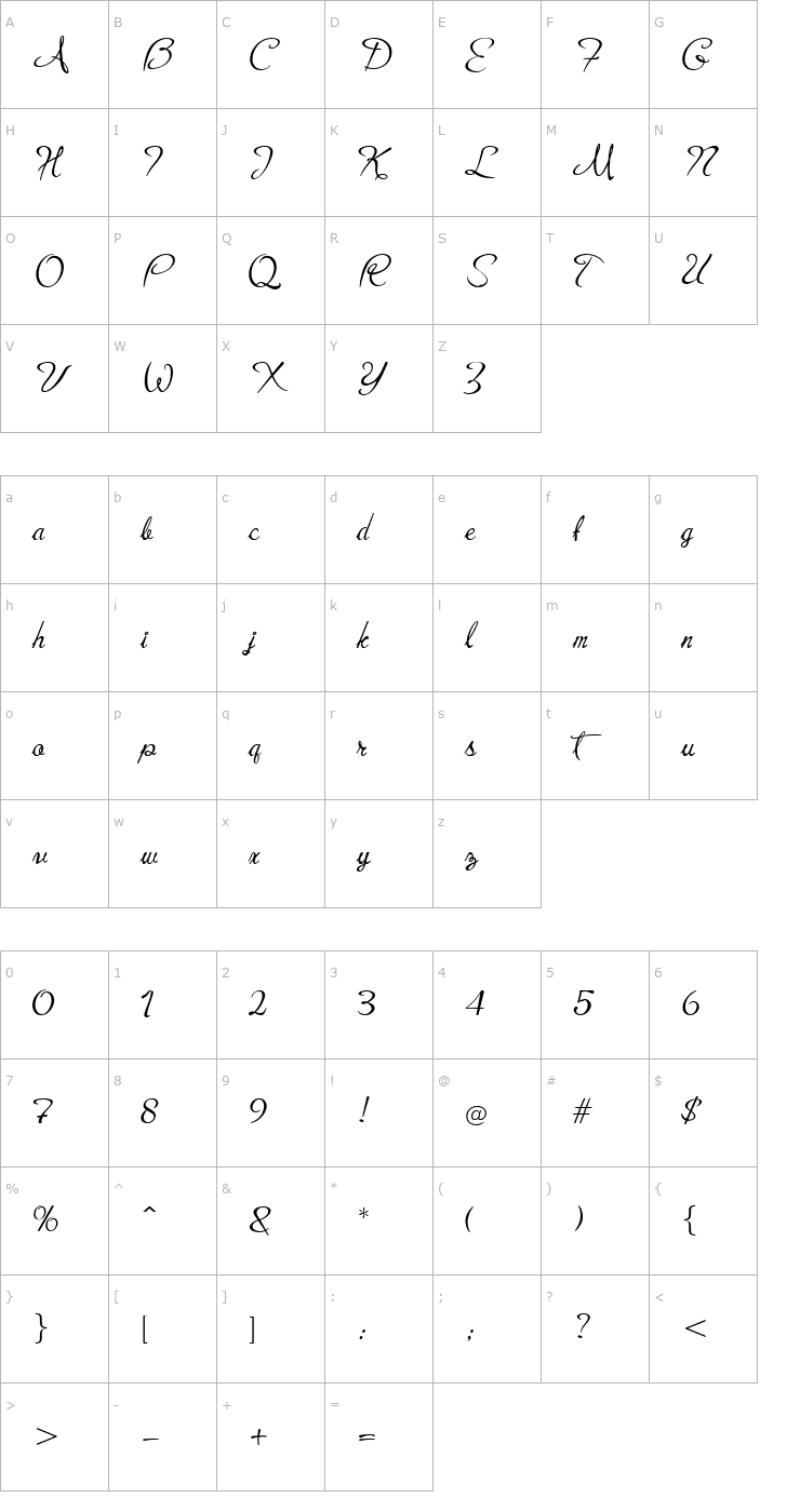 Character Map JeffrianaJF Font