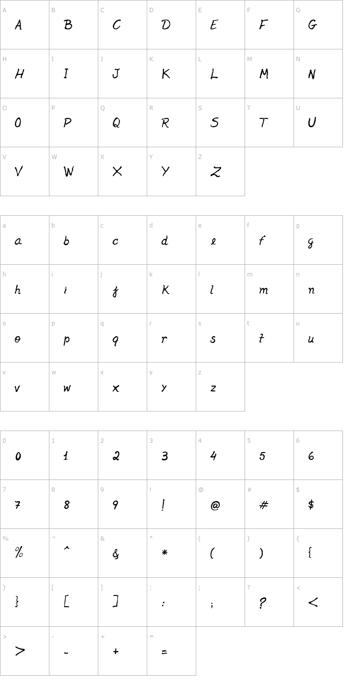 Character Map Jenelson Font