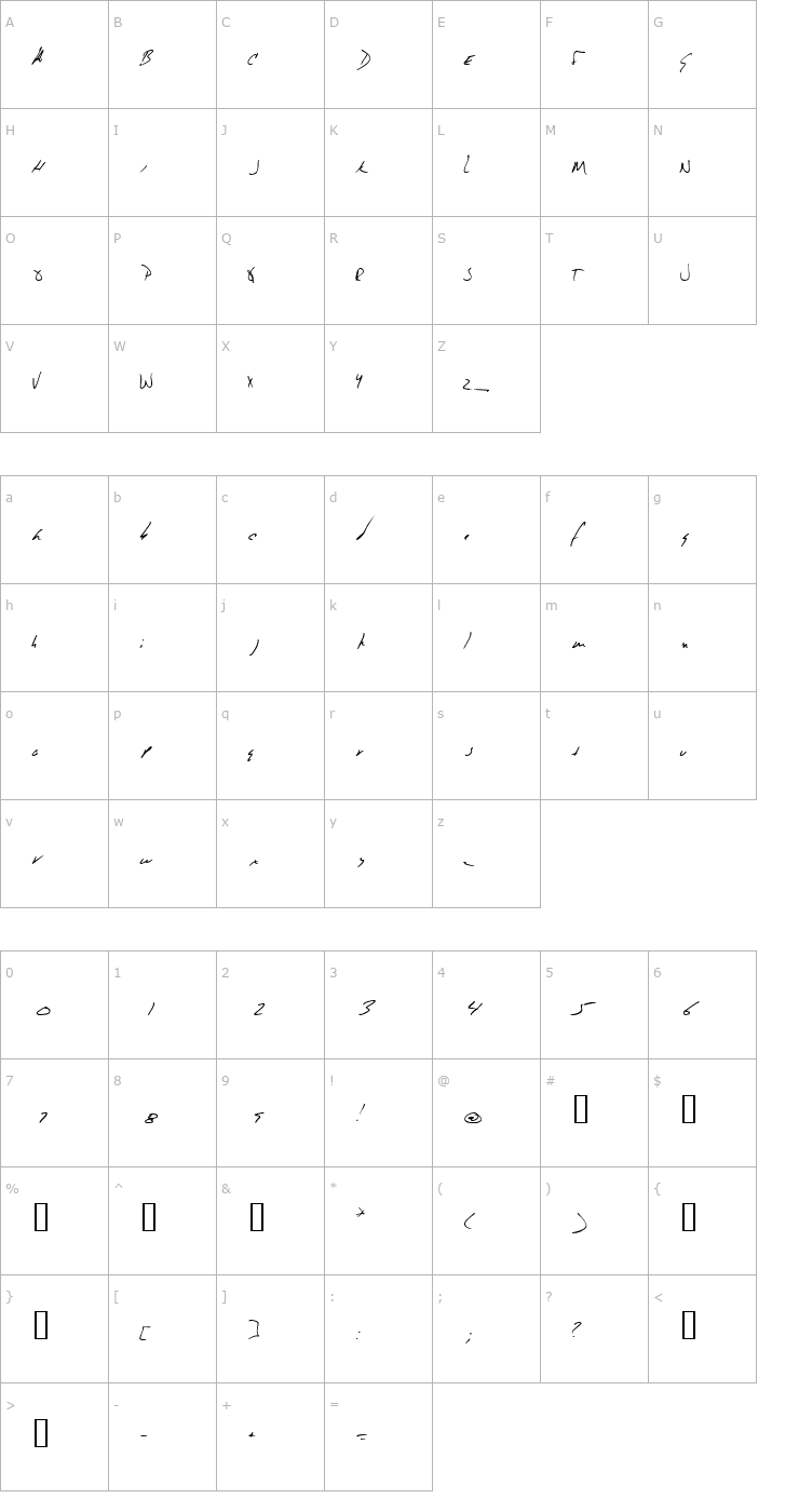 Character Map jeni Font