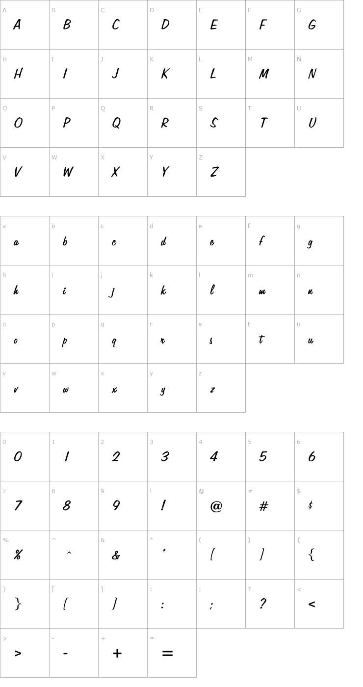 Character Map Jenkins Font