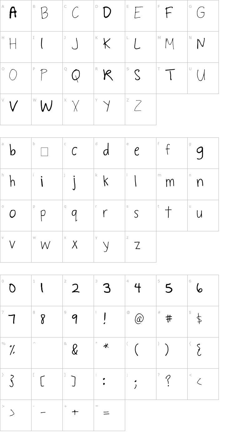 Character Map JennHand Font