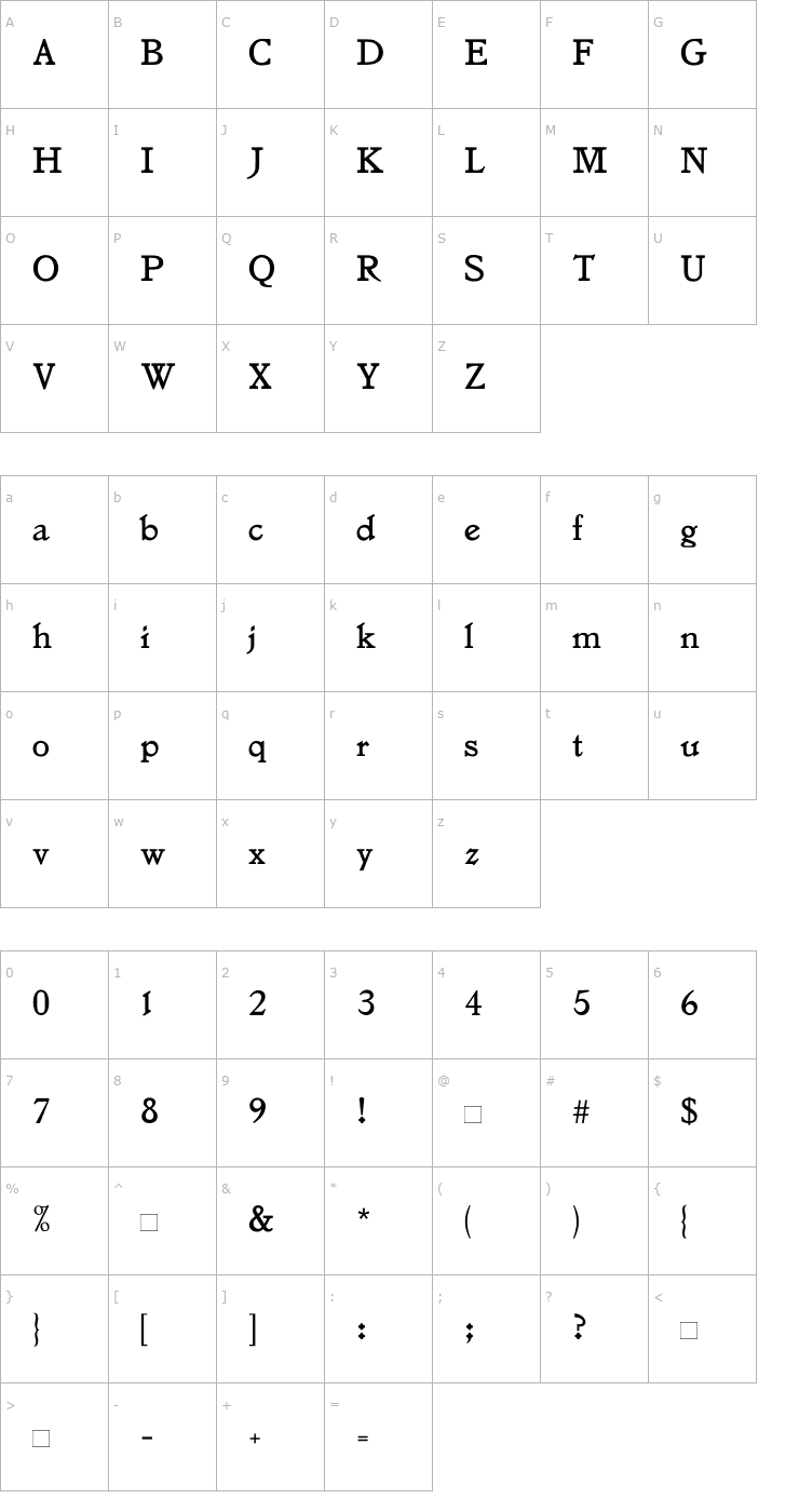 Character Map Jenson Font