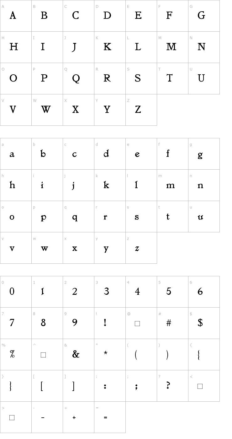 Character Map JensonTTF Font
