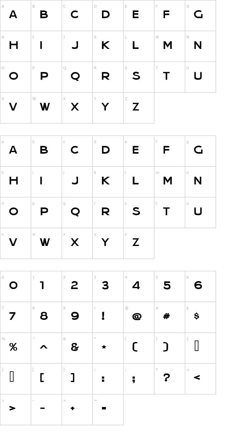 Character Map Jera Sans JL Font