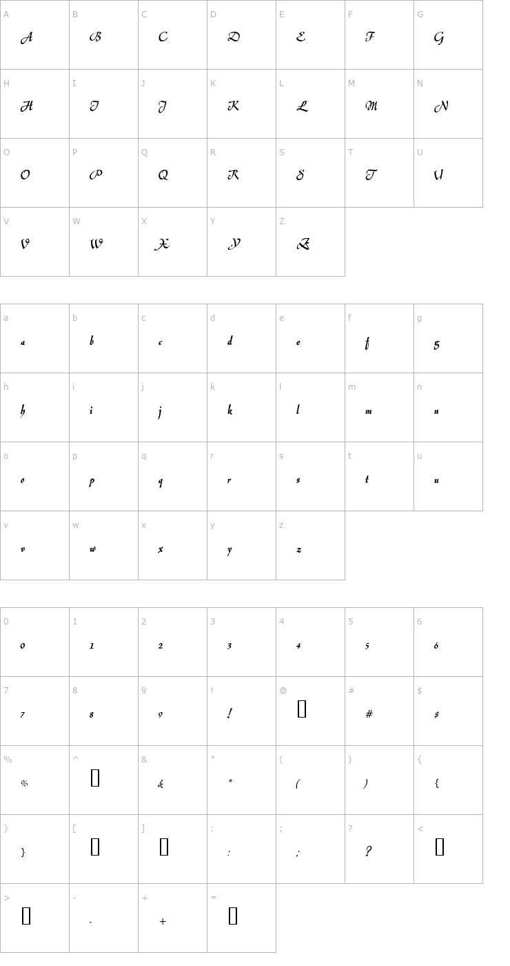 Character Map Jerash Font