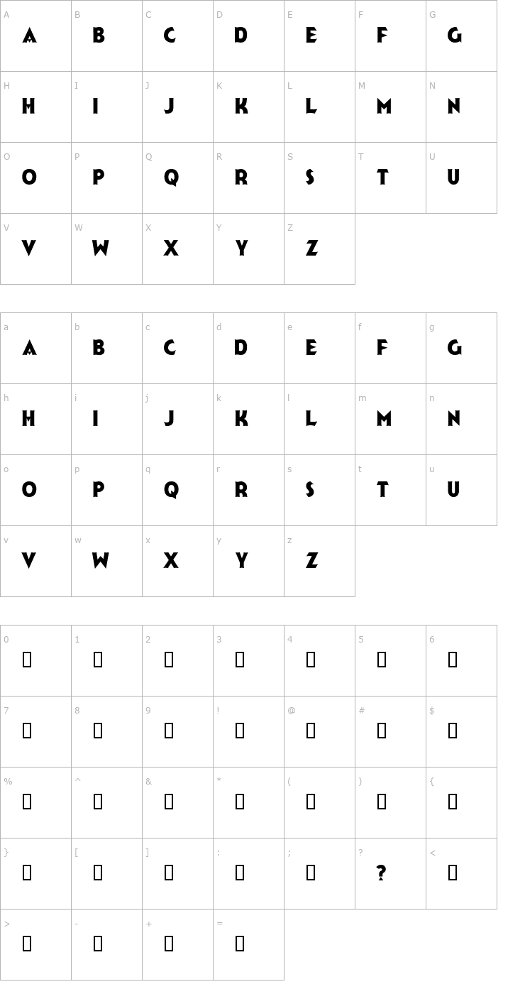 Character Map Jerk Reg Font