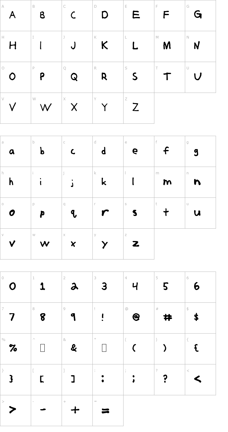 Character Map Jerkoff Normal Font