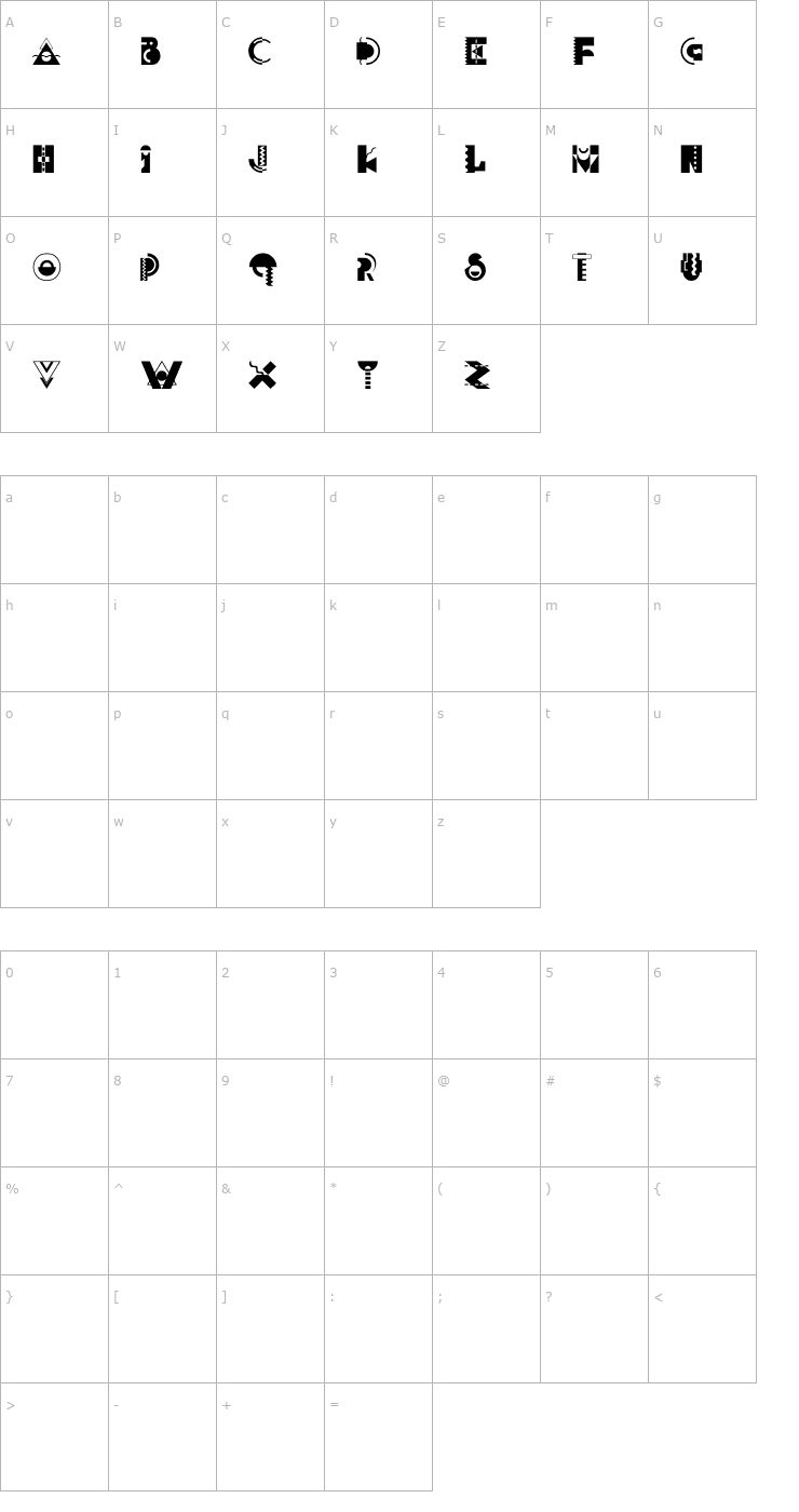 Character Map Jerry Lee Font