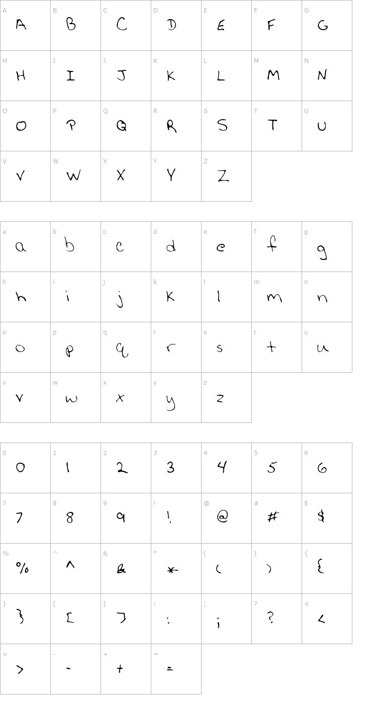 Character Map Jerry Regular Font