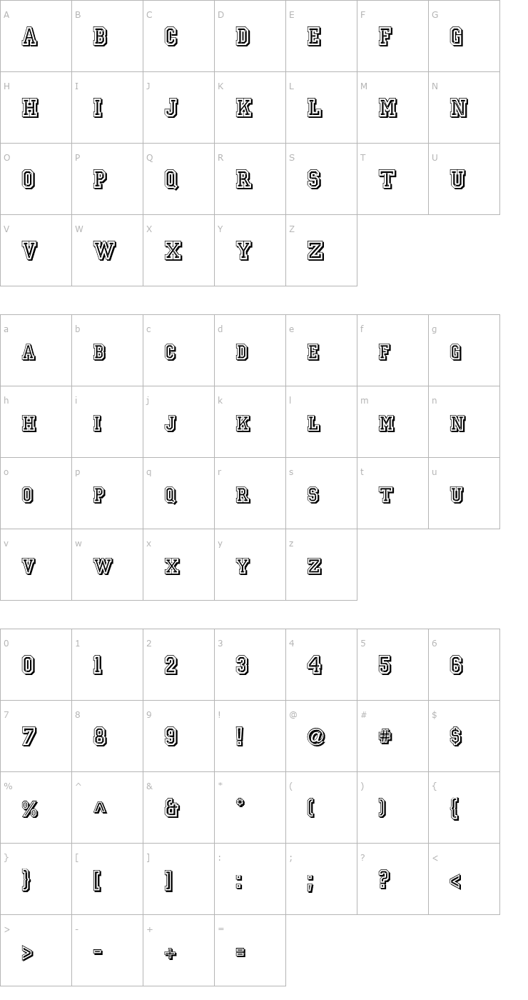 Character Map Jersey Letters Font