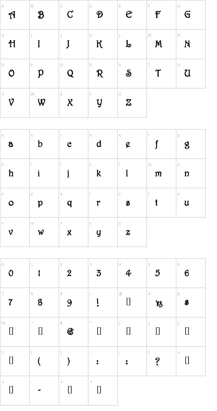 Character Map JessamineScriptSSK Bold Font