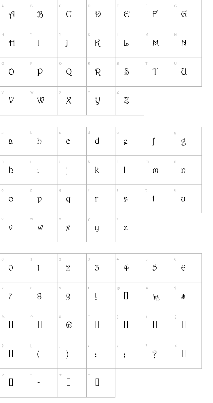 Character Map JessamineScriptSSK Font