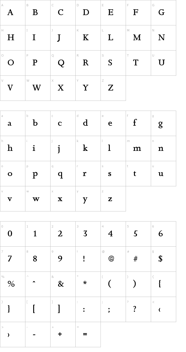 Character Map Jessica-Medium Font