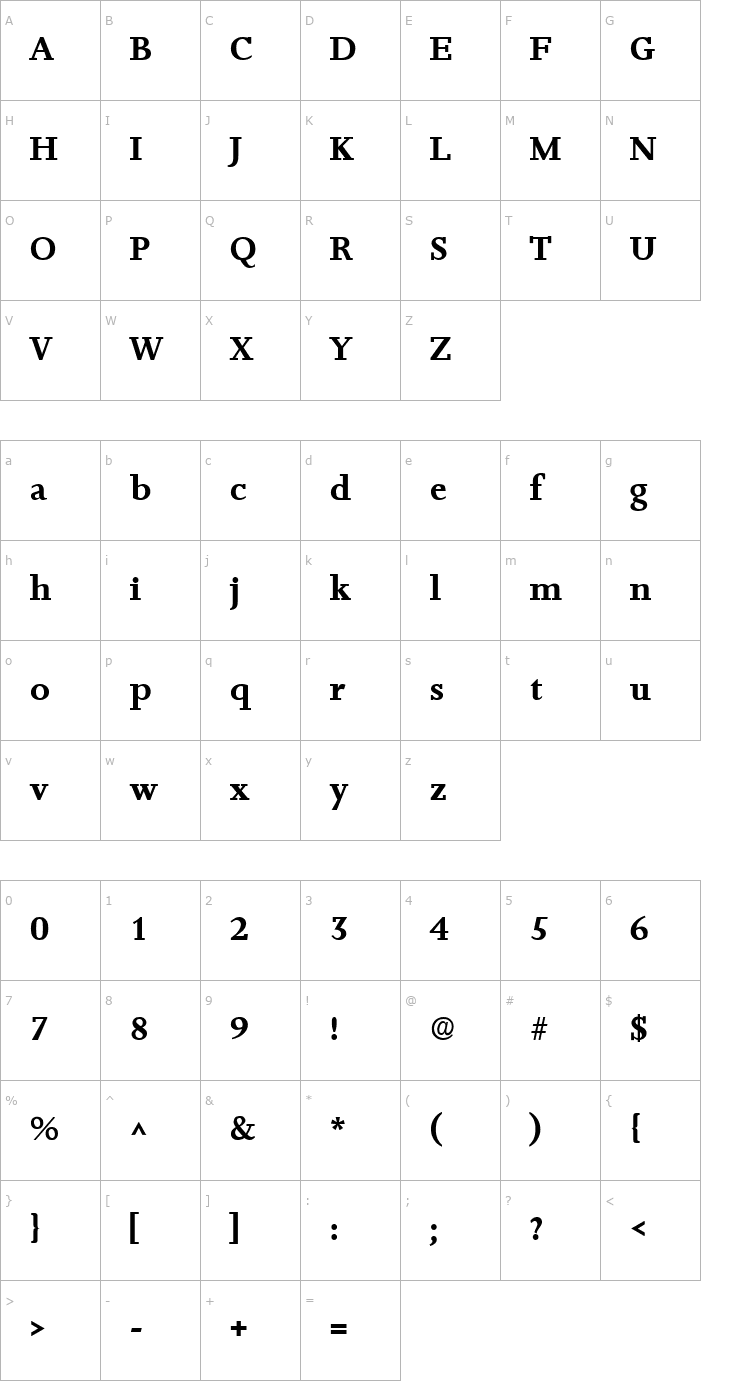 Character Map Jessie SF Bold Font