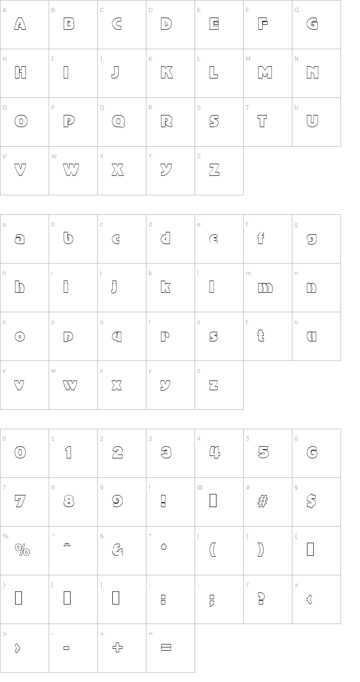 Character Map JessyBeckerOutline-Regular Font