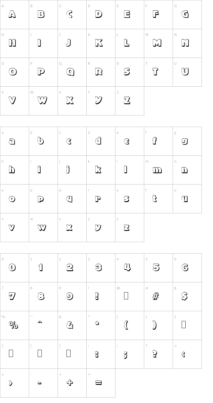 Character Map JessyBeckerShadow-Regular Font