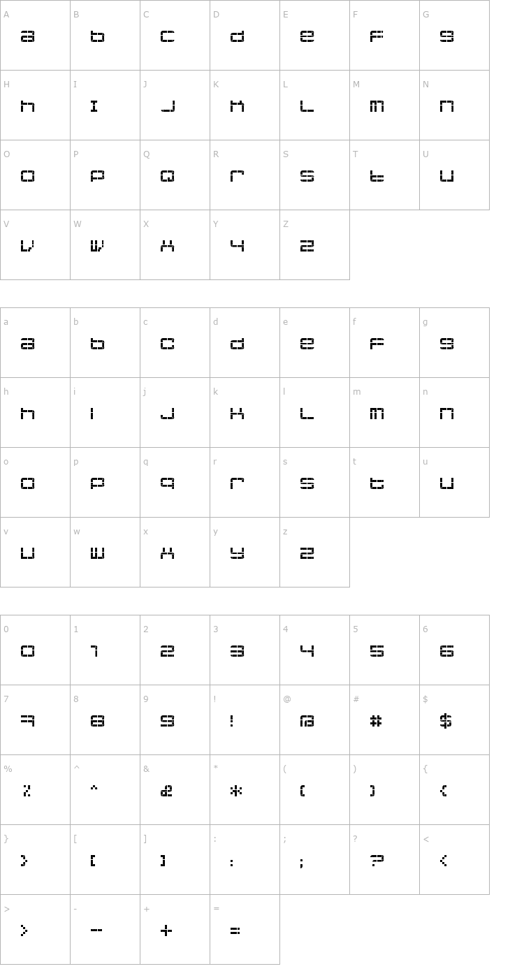 Character Map jethose PIXEL Font