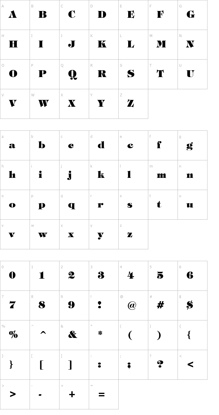 Character Map Jewel Bold Font