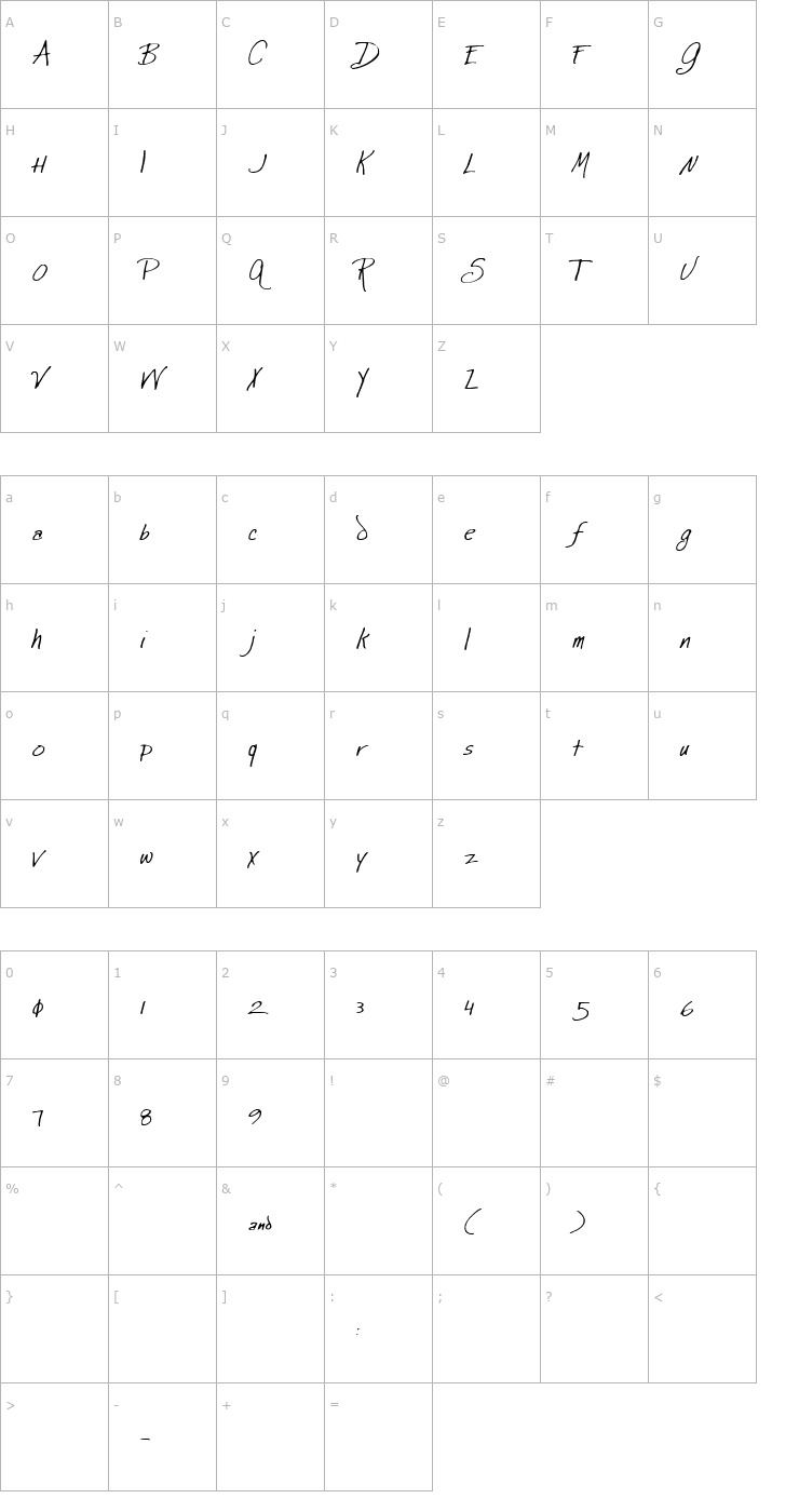 Character Map Jewel Hill Font