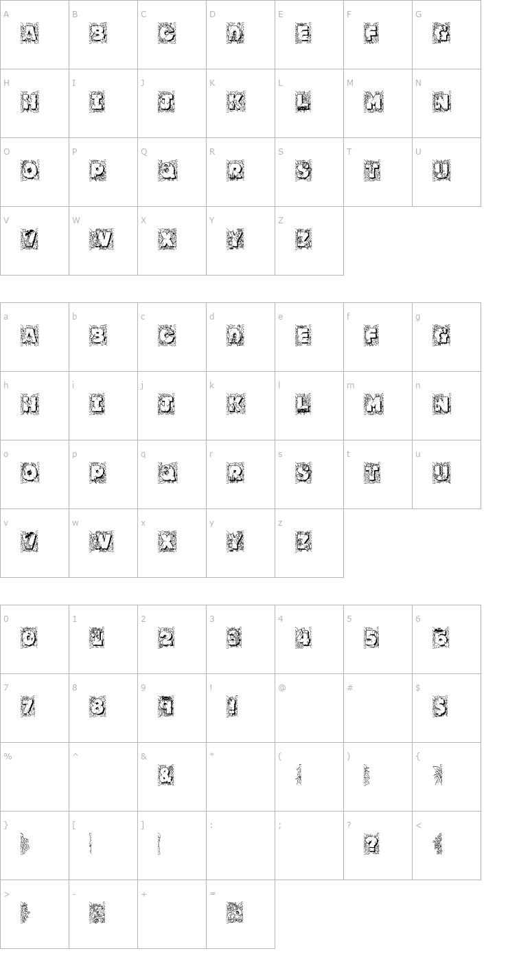 Character Map JFJungleRock Font