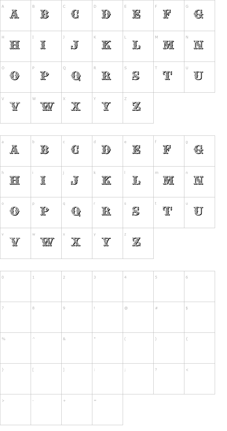 Character Map JFSummerFair Font