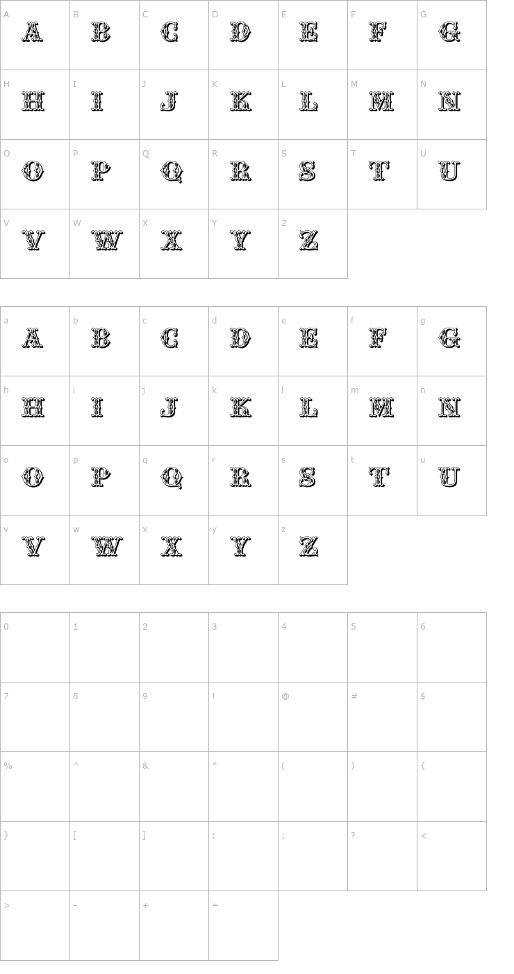 Character Map JFWinterFair Font
